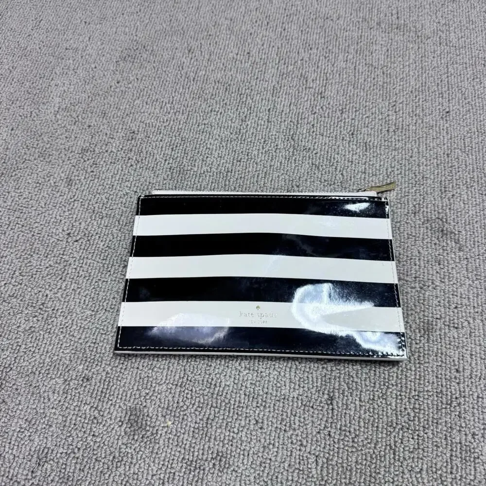 Kate Spade Pencil Case Ivory Black Striped
